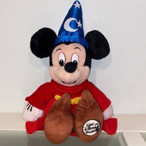 Walt Disney World  14” Sorcer Mickey From Fantasia Mickey Mouse Bean Bag Plush